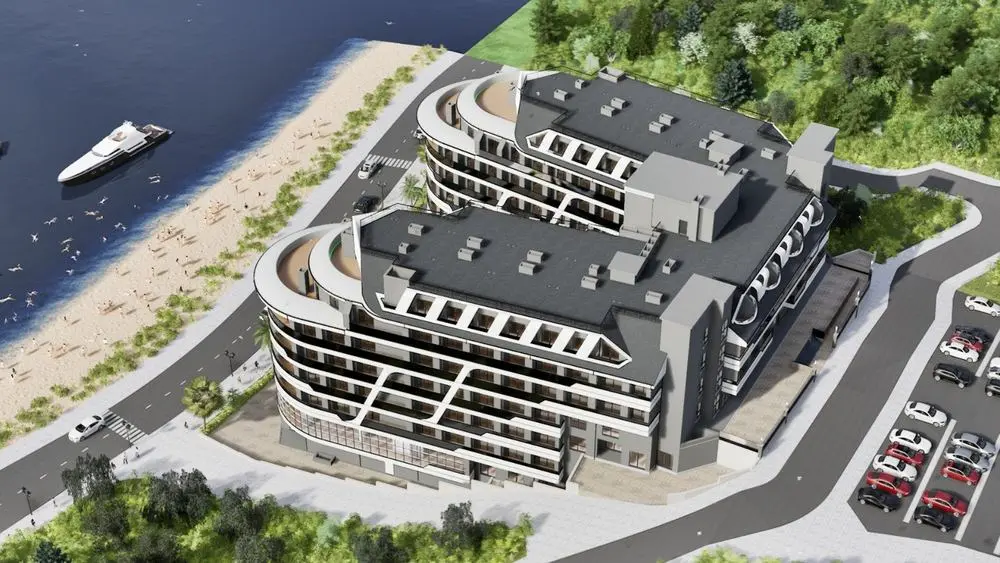Otel projesi — iç avlu ve havuz